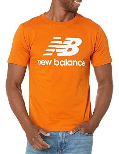 New Balance Men’s Essentials Stacked Logo Tee, Vintage Orange, Medium