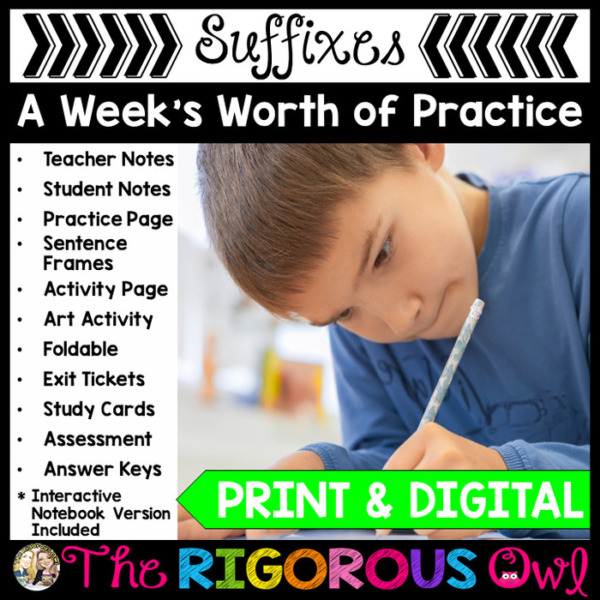 Suffixes Week Lesson | Print and Digital