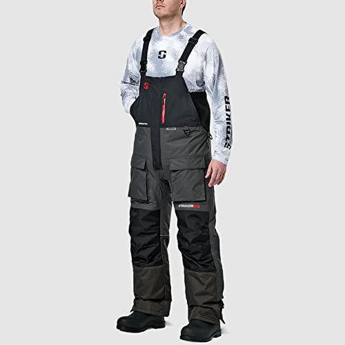 Striker Durable Windproof Water-Resistant Outdoor Ice Fishing Bib with Sureflote Flotation Technology, Black/Charcoal, Medium | The Storepaperoomates Retail Market - Fast Affordable Shopping