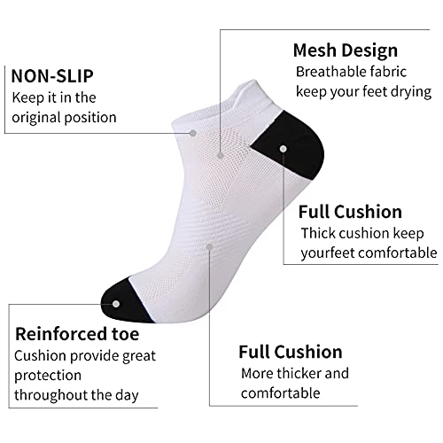MEIANJU Men’s Athletic Socks No Show Low Cut Athletic Socks for Men 3 Pairs Running Socks No Show with Cushion White | The Storepaperoomates Retail Market - Fast Affordable Shopping