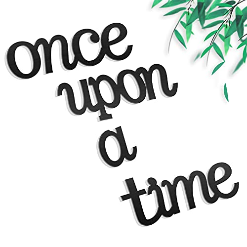 Once Upon a Time Sign Nursery Decor Wall Decal Wood Words Wall Decor for Family Bookshelf, Reading Corner, Daycare, Classroom Baby Shower Birthday Gift for Kid’s Toddler’s Room Decor