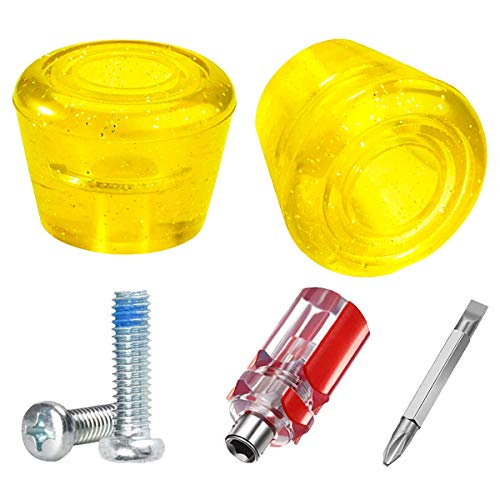 2 Pieces Yellow Roller Skate Toe Stoppers Rubber Roller Skates Brakes with 2 Pieces Screws and 1 Piece Dual Purpose Screwdriver