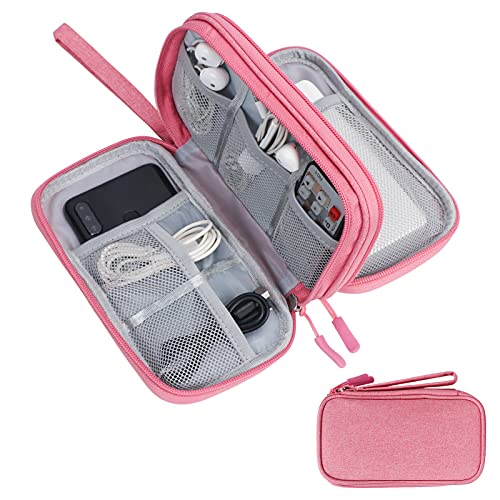 Skycase Travel Cable Organizer,Electronics Accessories Cases, All-in-One Storage Bag,[Waterproof] Accessories Carry Bag for USB Data Cable,Earphone Wire,Power Bank, Phone,Pink