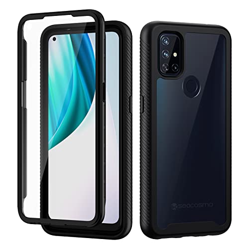 seacosmo Case for OnePlus Nord N10 5G, Full Body Shockproof Cover [with Built-in Screen Protector] Slim Fit Bumper Protective Case for 1+ Nord N10 5G, Black/Clear