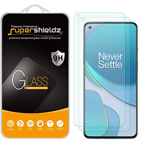 (2 Pack) Supershieldz Designed for OnePlus 8T 5G and OnePlus 8T+ / Plus 5G Tempered Glass Screen Protector, 0.33mm, Anti Scratch, Bubble Free