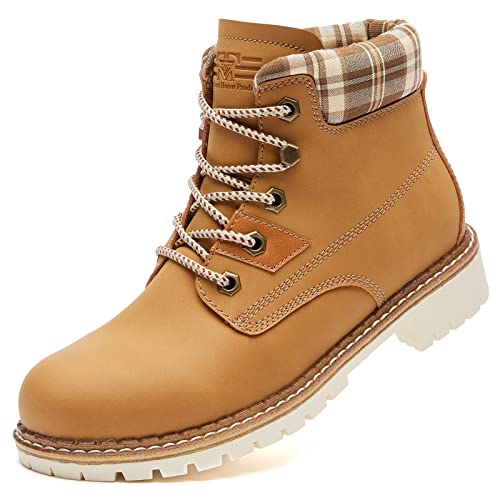 Kkyc Womens Boots Waterproof Hiking Boots Anti-Slip Ankle Boots Lace-up Casual Boots 9 M (Tan)