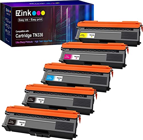E-Z Ink (TM) Compatible Toner Cartridge Replacement for Brother TN336 TN-336 TN331 Compatible with HL-L8350CDW MFC-L8850CDW MFC-L8600CDW HL-L8350CDWT HL-L8250CDN (Black Cyan Magenta Yellow, 5 Pack)