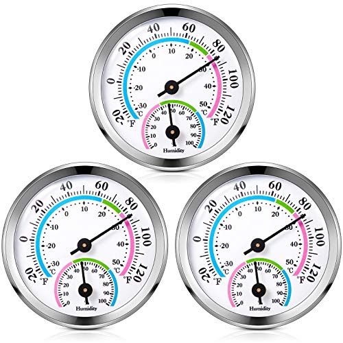 3 Pieces Mini Thermometer Hygrometer Indoor Outdoor Thermometer Wireless Temperature Humidity Monitor Gauge Temperature Monitor for Home Wall Room Incubator Tank (Silver)