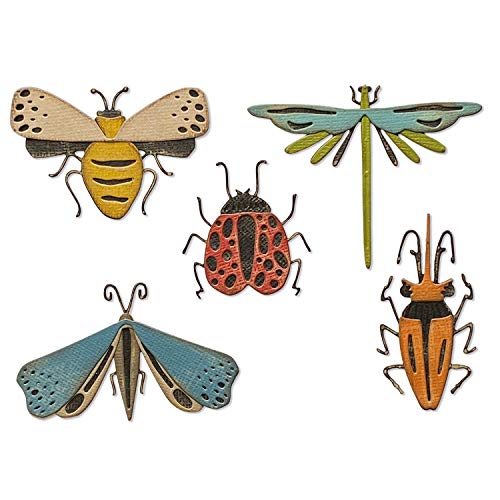 Sizzix Thinlits Die Set 5PK Funky Insects by Tim Holtz, 665364, Multicolor