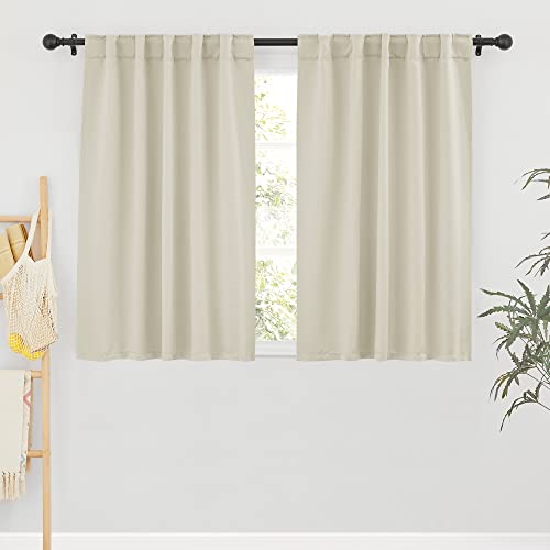 RYB HOME Blackout Curtains for Living Room Thermal Insulated Privacy Solar Drapes for Kids Bedroom Cafe Bathroom, 42 inch Width x 45 inch Length, Beige, 2 Panels
