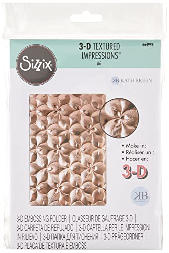 Sizzix 3-D Textured Impressions Embossing Folder Organic Petals by Kath Breen, 664998, Multicolor
