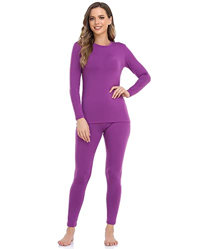 WEERTI Thermal Underwear for Women Long Johns Women with Fleece Lined, Base Layer Women Cold Weather Top Bottom（Purple 3XL）