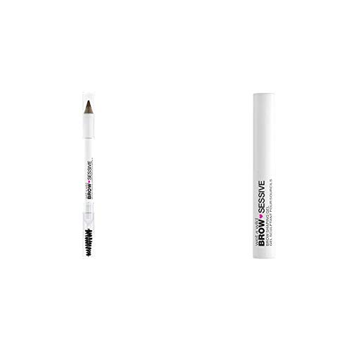 Wet n Wild Brow-Sessive Brow Pencil, Buildable Definition, Medium Brown + Wet n Wild Brow-Sessive Brow Shaping Gel with Brush, Clear