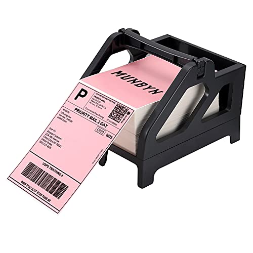 MUNBYN Label Holder for Rolls and Fan-Fold Labels, Shipping Label Roll Holder for Desktop Label Printer Shipping Supplies