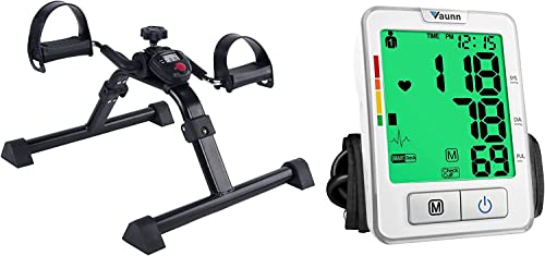 Vaunn Medical Under Desk Pedal Exerciser and Blood Pressure Monitor Machine Bundle