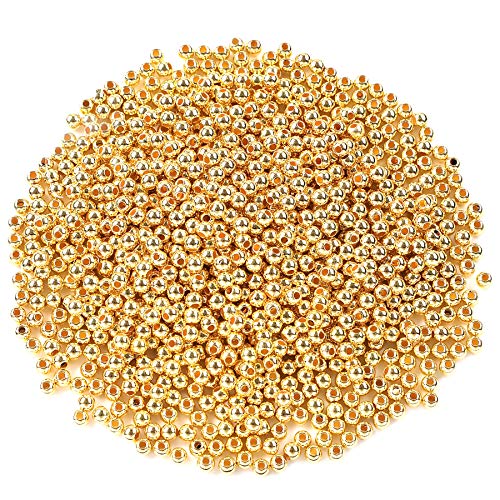 1200Pcs 4mm Smooth Round Beads Gold Spacer Loose Ball Beads for Bracelet Jewelry Making Craft