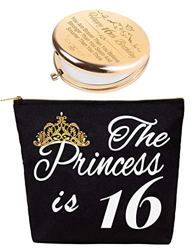 Sweet 16 Gifts for Girls,16th Birthday Gifts Ideas,16 Year Old Girls,Makeup Bag-16th Birthday,16 Years Old Girl Birthday Gift,16th Birthday Gifts for Girls,Sweet 16 Makeup Mirror,Sweet 16