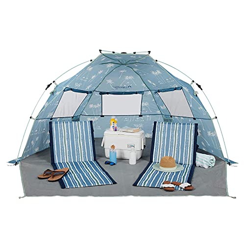 Lightspeed Outdoors Quick Cabana Beach Tent Sun Shelter | Tent for Beach with Porch Space | Pop Up Beach Tents with Compression Hub System for Set Up | Fits 2-3 Adults, Kids or Pets | Beachside Palms