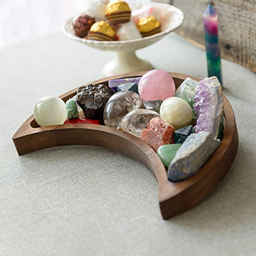 Moon Tray Crystal Holder for Stones – Display Your Crystals & Healing Stones – 10 x 5 Inches Crescent Moon Tray for Crystals – Bowl for Crystals Stones – Crystal Tray Wooden Box Crystal Shelf Display | The Storepaperoomates Retail Market - Fast Affordable Shopping