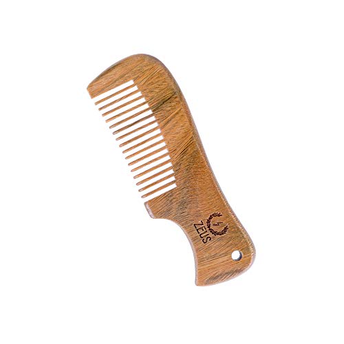 ZEUS Sandalwood Mustache Comb, Travel Pocket Mustache Comb, All Natural Wooden Grooming Comb – B31