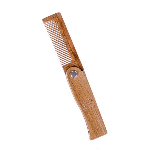 ZEUS Sandalwood Folding Beard Comb, Wooden Mustache & Beard Foldable Comb, Travel Pocket Size Comb – F31