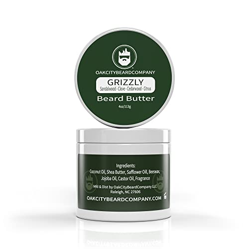 Oak City Beard Company – Grizzly – 4 Ounce – Beard Butter – Beard Conditioner – Sandalwood – Clove – Cedarwood – Citrus