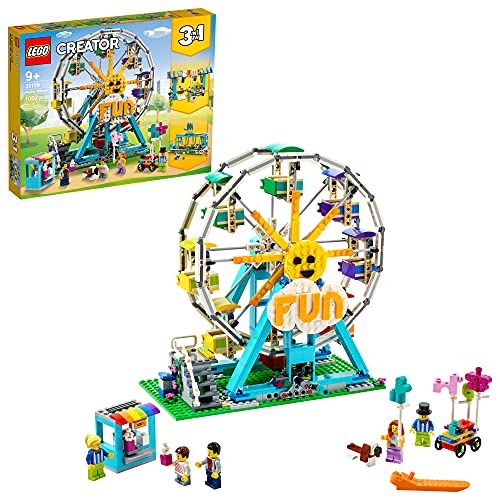 LEGO Creator 3in1 Ferris Wheel 31119 Building Kit with Rebuildable Toy Bumper Cars, Boat Swing and 5 Minifigures; New 2021 (1,002 Pieces)