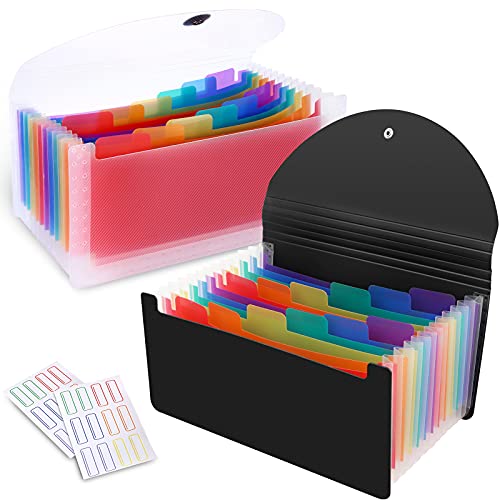 2 Pack 13 Pockets Accordion File Organizer, A6 Mini Expandable File Folder Organizer Wallet for Cards, Coupons, Receipt, Tax Item