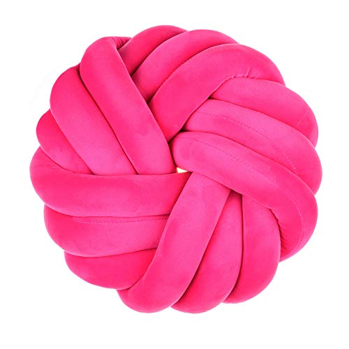 Mauuwy Hot Pink Throw Pillows Knot Pillow 14X14 Round Velvet Pillows for Couch Chair Cushion Sofa Round Decorative Pillow Garden Lumbar Pillows for Living Room Kitchen Bedroom Car
