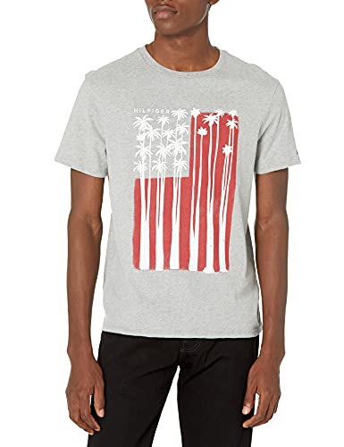 Tommy Hilfiger Men’s Short Sleeve Graphic T-Shirt, Grey Heather, XXL