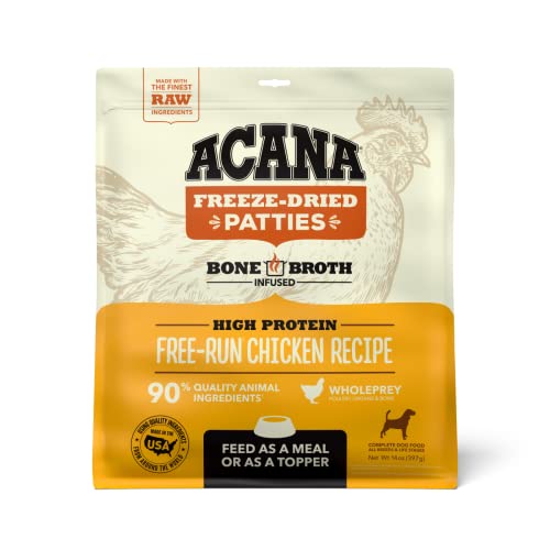 ACANA® Freeze Dried Dog Food & Topper, Grain Free, High Protein, Fresh & Raw Animal Ingredients, Free-Run Chicken Recipe, Patties, 14oz