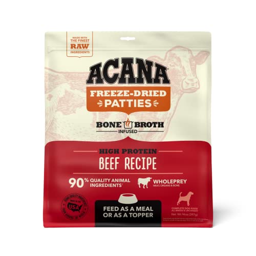 ACANA® Freeze Dried Dog Food & Topper, Grain Free, High Protein, Fresh & Raw Animal Ingredients, Ranch-Raised Beef Recipe, Patties, 14oz