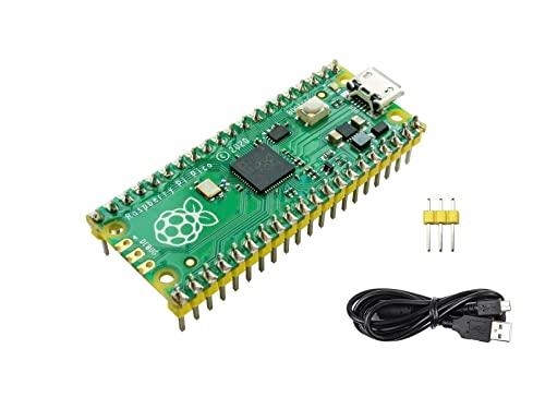 waveshare Pre-soldered Raspberry Pi Pico Microcontroller Development Board with Header ,Based on RP2040 Chip, Flexible Clock Running up to 133 MHz,Dual-core Arm Cortex M0+ Processor