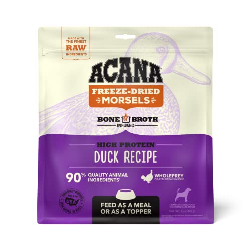 ACANA® Freeze Dried Dog Food & Topper, Grain Free, High Protein, Fresh & Raw Animal Ingredients, Duck Recipe, Morsels, 8oz
