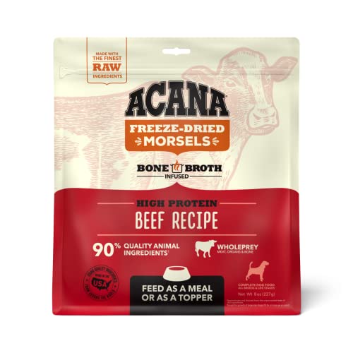 ACANA® Freeze Dried Dog Food & Topper, Grain Free, High Protein, Fresh & Raw Animal Ingredients, Ranch-Raised Beef Recipe, Morsels, 8oz