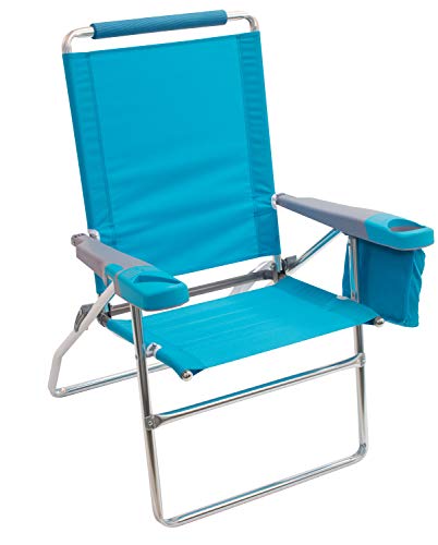 RIO Gear 17″ Extended Height 4-Position Folding Beach Chair, Turquoise