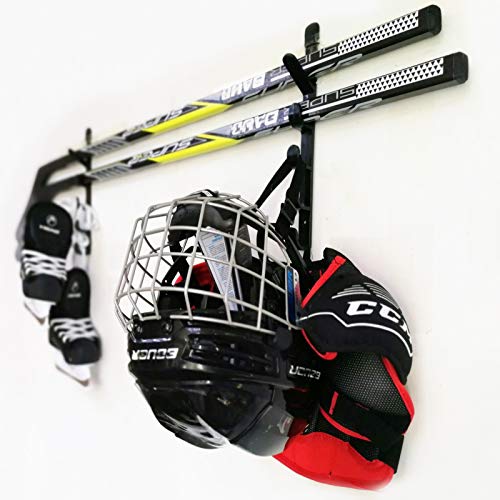 Pmsanzay Hockey Stick Rack, Wall Storage Hockey Stick Display Holder/Hanger – Multi-Purpose – Great for Home or Office Wall Mount – Hang Your ice Hockey Skates, Helmet, and Gloves from The Rack