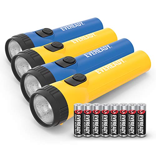 Eveready LED Flashlight, Bright Flashlights for Emergencies and Camping Gear, Flash Light with AA Batteries Included, Pack of 4