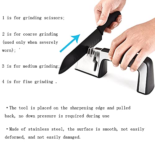 Lozom Original Premium Knife Sharpener, Heavy Duty 4-Stage Diamond Really Works for Ceramic and Steel Knives, Scissors. Easily Restores Dull to Sharp (Silver) | The Storepaperoomates Retail Market - Fast Affordable Shopping