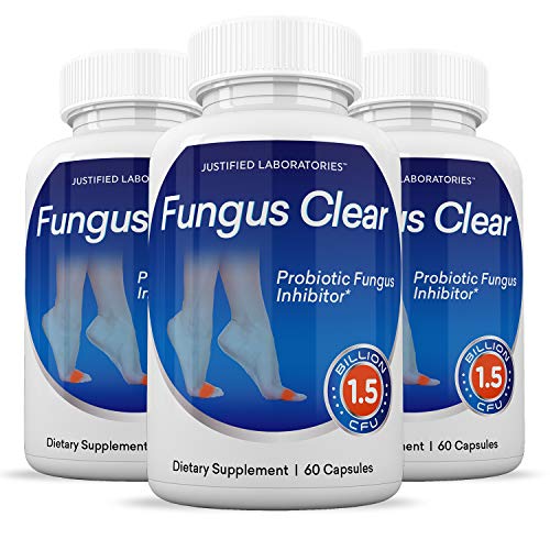 Justified Laboratories (3 Pack) Fungus Clear Pills 1.5 Billion CFU Probiotic Supports Strong Healthy Natural Clear Nails Plus Eliminates Fungus 180 Capsules