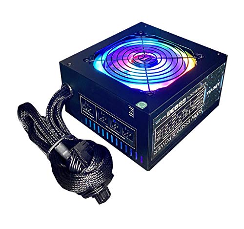 Apevia ATX-ES700-RGB Essence 700W ATX Semi-Modular Gaming Power Supply with Auto-Thermally Controlled 120mm RGB Fan, 115/230V Switch, All Protections