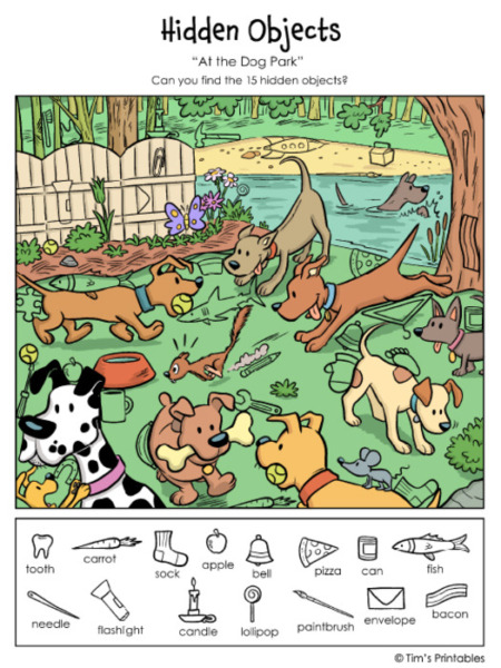 Hidden Objects Puzzle – “At the Dog Park”