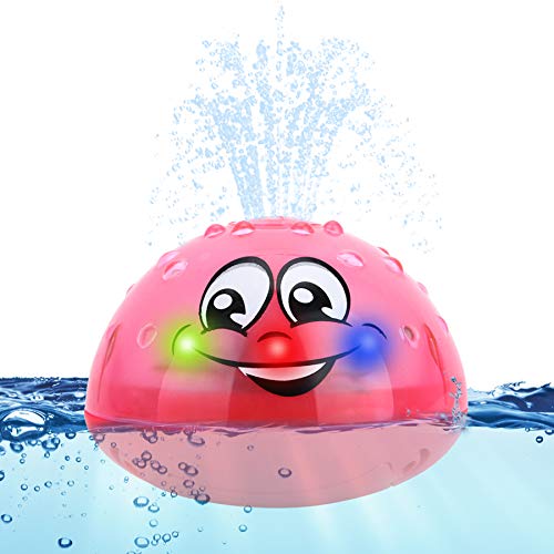 Kim Player Light Up Bath Toys for Toddlers 1-3-4 Years Floating Induction Bath Sprinkler Toy for Infant Kids Best Gift for Boys Girls, Red