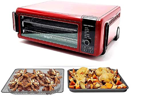 Ninja SP101 Foodi 8-in-1 Air Fry Large Toaster Oven Flip-Away for Storage Dehydrate Keep Warm 1800w XL Capacity (Renewed) RED