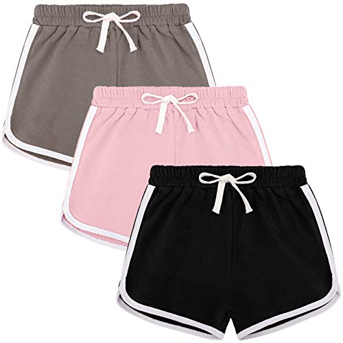 Auranso Boys Girls Active Running Shorts Kids Cotton Beach Sports Short Pants 3 Pack D 4-5T