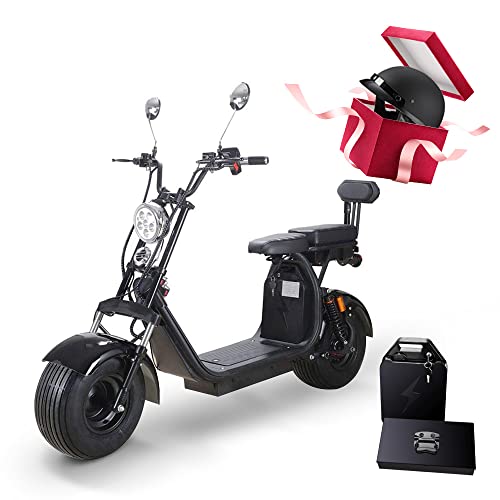 Electric Scooter Adult Citycoco with 2 Seat Electric Scooter，Key Start and Power Display, 2000W 60V, Top Speed 25MPH