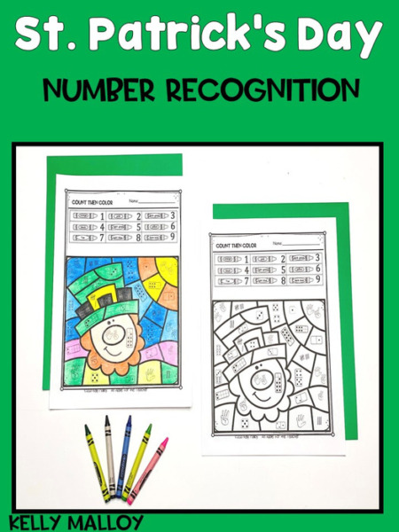 St. Patrick’s Day Color by Number Subitizing Worksheets Counting Worksheets