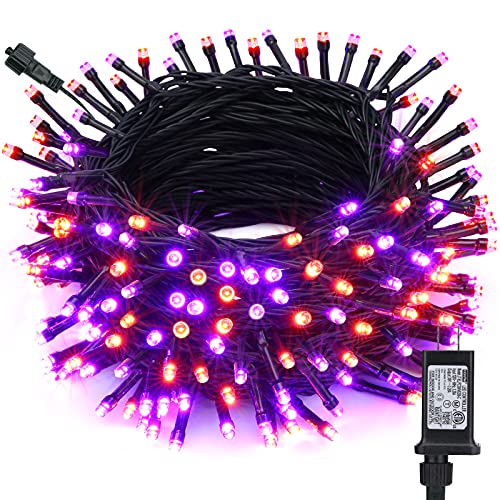 Toodour Orange & Purple Halloween Lights, 82ft 200 LED Halloween String Lights with 8 Modes, Timer, Low Voltage, Connectable Halloween Outdoor Lights for Home, Garden, Party, Halloween Decoration