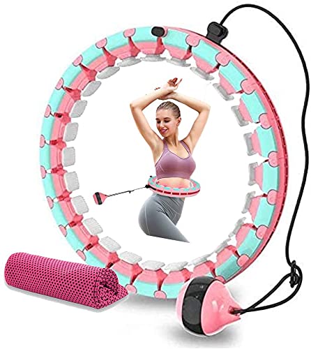 DOUDOUR Adjustable Fitness Hoop,Exercise Hoop,Weighted Fitness Hoop for Exercise,Smart Hoop for Adults and Kids Exercising,24 Section Detachable Hoop,Silicone Parts,Pink