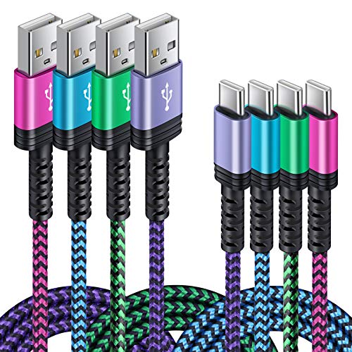C Charger Cable Fast Charging Phone Android Power Cord 4Pack for Samsung Galaxy S22+ S22 Ultra S22 Plus Note 21/20 Ultra, S21+/S20 Plus/S21 S20 FE/S10 Plus/S9 A11/A21/A51/A71 Google Pixel 5 4A XL
